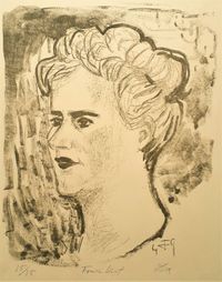 OTTO DIX, Frauenkopf, Lithografie von 1949